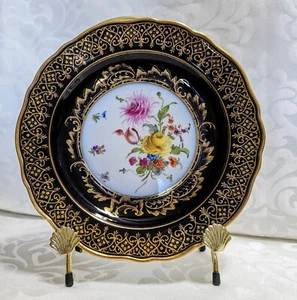 ATQ 1815-1924 MEISSEN Porcelain Cabinet Plate:Cobalt Blue, Gold, Ø8.3", 1st Q-ty - Picture 1 of 12