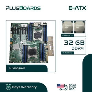 Placa madre de servidor Supermicro X10DRH-iT E-ATX 2x E5-2690 V3 12 núcleos 2,60 GHz 32 GB - Imagen 1 de 8