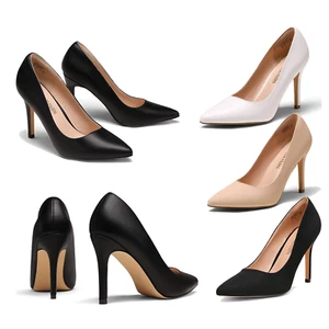 Women's Bridal Stiletto Heel Pointed Toe Closed Pumps with Wide Size for Comfort - Picture 1 of 15