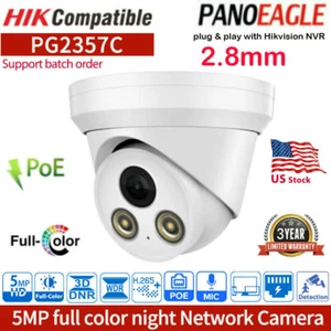 Cámara IP torreta MIC POE ColorVu de 5 MP compatible con HIK a todo color 2,8 mm H.265 - Imagen 1 de 12