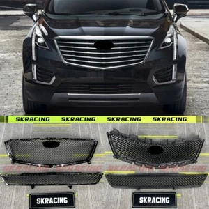 Glossy Black Front Grille Cover Trim For Cadillac XT5 2017-19 No Badges Emblem - Picture 1 of 15