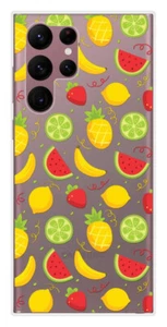 Coque en silicone imprimée compatible Samsung Galaxy S22 Ultra Fruits tropicaux - Photo 1 sur 3