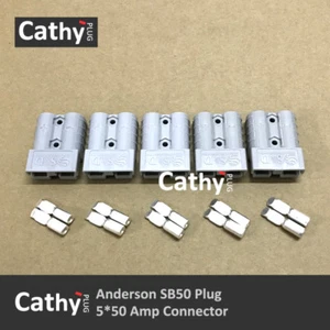5 Piezas de Conector Anderson SB50 Gris Enchufe 600V 50Amp Anderson Doble Poste - Imagen 1 de 2