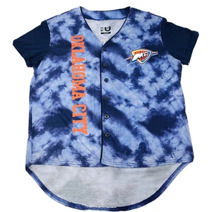 NBA OKC Thunder Button Front Tie Dye Jersey Shirt Men's Size Medium       U18 - Picture 1 of 7