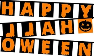 HAPPY HALLOWEEN (TEXT) BUNTING 5.4 metres 15 flags Polyester flag - Picture 1 of 1