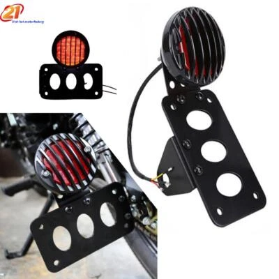 Motorcycle LED Tail Brake Light Side Mount License Plate Bracket ForHarley Honda - Image 1 of 4