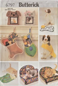PET ACCESSORIES Beds/Rain Coat/Placemats/More! - Butterick Pattern 6797 - Uncut! - Picture 1 of 2