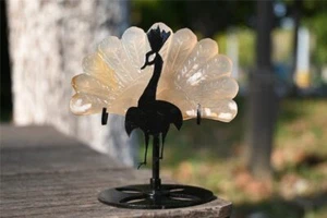 0.1kg Carved Sakura agate Peacock Natural Reiki Crystal Skull Decor Gift + Stand - Picture 1 of 10