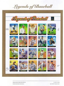 #608 33c Legends of Baseball MS20 #3408 USPS Commemorative Stamp Panel - Picture 1 of 1