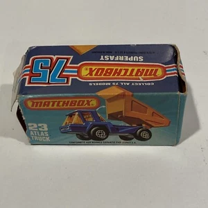 MATCHBOX SUPERFAST #23 ATLAS DUMP TRUCK Vintage Mint Truck Some Box Damage - Picture 1 of 11