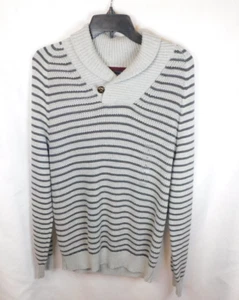 New Women's Nautica Gray Striped Pullover Sweater Knit, w/Button at Neck Sz S - Picture 1 of 3