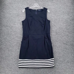 Tommy Hilfiger Dress Women 14 Blue Sleeveless Knee Length Shift Zip Back Stretch - Picture 1 of 16
