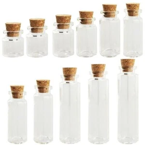 Mini Glass Bottles Vials Cork Stopper Decorative Storage Jewellery Pendant .2024 - Picture 1 of 20
