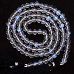 13 Zoll Natürlicher Regenbogen Blau Mondstein 5 mm Hervorragende Qualität Edelstein Runde Perlen - Bild 1 von 21
