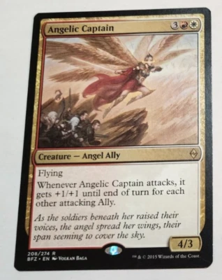 MTG Angelic Captain 208 BFZ Battle For Zendikar Rare LP x1 - Image 1 of 2