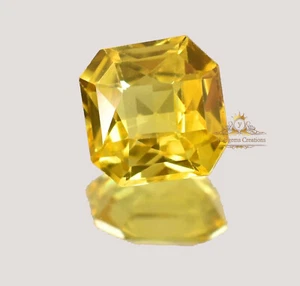 Natural 6.85 Ct Flawless Certified Asscher Cut Yellow Sapphire Loose Gemstone - Picture 1 of 4