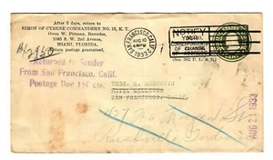 PH11Nb Cyrene Commandery No 13, K.T. Hand Stamp 1933. Postage Due 3 cent Pair - Picture 1 of 2
