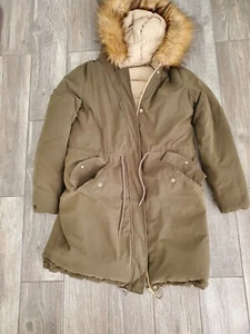 Zara Basic Down Jacket With Faux Fur In Size Small. Can be reversed. - Picture 1 of 12