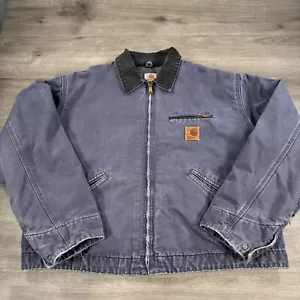 Vintage Carhartt Detroit Jacket Faded Blue Gray Blanket Lined Distress XXL LESEN - Bild 1 von 12