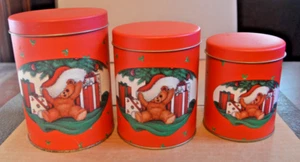 Oso de peluche House Of Lloyd Peek A Boo debajo del árbol de Navidad 3 latas de colección 1988 - Imagen 1 de 6