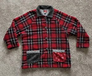 Birchberry Ojibwe Button Plaid Jacket Coat Cotton Lined Collar Women Medium - Picture 1 of 10