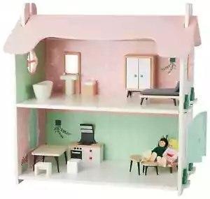 Kidland Puppenhaus 2 Etagen Holz Spielzeug Puppenstube Spielhaus Zubehör - Bild 1 von 4