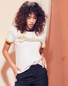 Junk Food NFL Womens Pittsburgh Steelers Retro Vintage Ringer Shirt NWT New 2XL - Picture 1 of 6