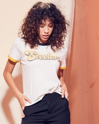 Comida Chatarra NFL Mujeres Pittsburgh Steelers Retro Vintage Timbre Camisa Nueva Con Etiquetas Nueva 2XL Foto 1 de 4