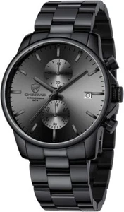 Business Mens Watches with Stainless Steel Waterproof Chronograph Quartz Watch - Picture 1 of 6