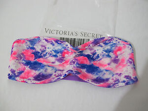1 NIP Victoria's Secret PINK Pink/Blue/Purple Tie Dye Lace Bandeau (XS) FRE SHP