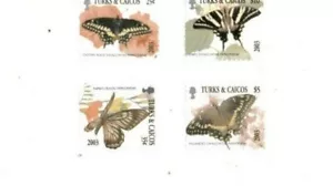 Islas Turcas y Caicos 2003 - Definitivos de mariposas - Juego de 4 estampillas - MNH - Imagen 1 de 1