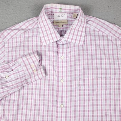 Tommy Bahama Shirt Mens 16 Purple Plaid Dress Button Up Long Sleeve * - Image 1 of 4