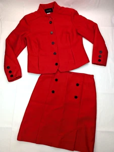 Vtg Carlisle 2 Pc Suit Skirt (Size 4) Blazer Jacket (Size 6) Orange Cotton Blend - Picture 1 of 22