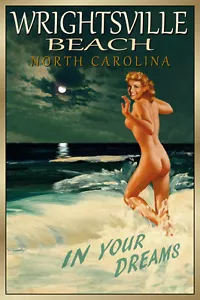Nuevo póster original de WRIGHTSVILLE BEACH N Carolina impresión artística 172 - Imagen 1 de 2