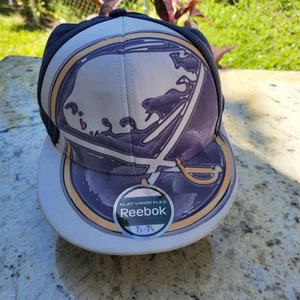 Reebok Hat Cap Buffalo Sabres NHL L/XL Flat Visor Flex Face Off Headgear Purple - Picture 1 of 9