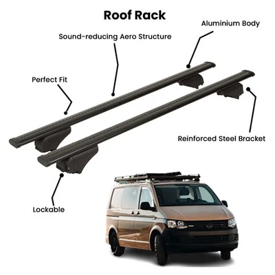 2 piezas barras transversales negras para furgoneta Volkswagen T6 Caravelle 2015- Foto 1 de 4