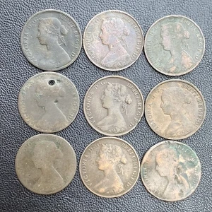 Victoria Half Pennies (9) 1860 - 1868 1862 1861 1863 1864 1865 1866 Lot 17813 - Picture 1 of 10