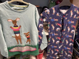 Mini Boden Size 6/7 Dachshund Pajamas & Appliqué Long Sleeve Shirt Adorable - Picture 1 of 9