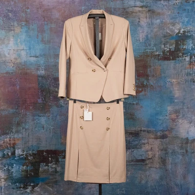 Conjunto de Traje Clásico Talbots Blazer 8 Falda PETITE 8 REG Tostado Tejido en Italia Carrera Foto 1 de 4