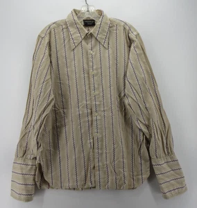 VINTAGE Givenchy Shirt Men 16 Beige Gentleman 70s Southwestern Striped Retro * - Picture 1 of 11