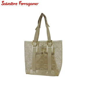 Salvatore Ferragamo Tote Bag Gancini Beige Gold Men'S Used - Picture 1 of 12