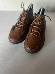 HTF Non-slip Men Brown Shoes Lightweight Leather Lace Up Sneakers Size 41 - Picture 1 of 10