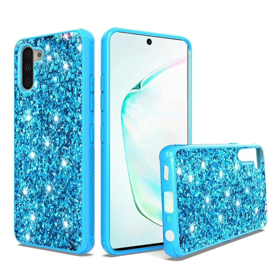 Capa híbrida GSA Glitter Bling para Samsung Galaxy Note 10 (6,3") - Azul - Imagem 1 de 1