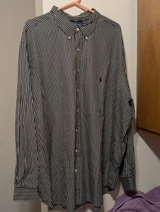 PERFECT QUALITY SHIRT 3XLB PRL 60" TORSO  34" L 37" SLV BUTTON UP COLLAR BLK-WHT - Picture 1 of 22