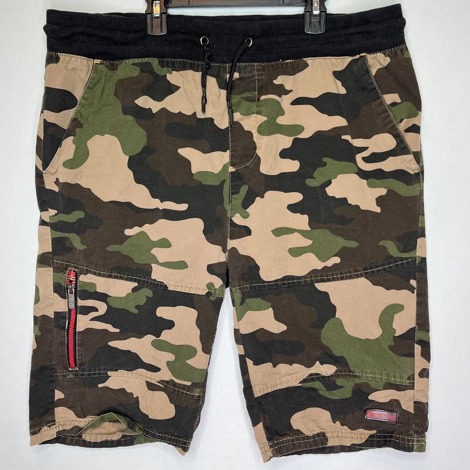 Pantalones Cortos de Carga Akademiks Para Hombre 2XL Verde Camuflaje Cordón Cremallera Foto 1 de 4
