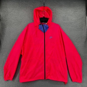 De Colección Nike Cortavientos Para Hombre XL 80s 90s Rosa Caliente Bloques de Color Capucha Oculta Cremallera Completa - Imagen 1 de 13