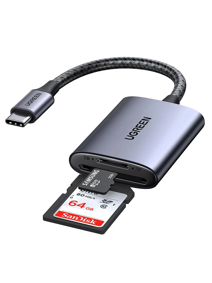 Ugreen 80888 Kartenleser USB 3.2 Gen 1 3.1 Type-C Schwarz Metallisch Card-Re D