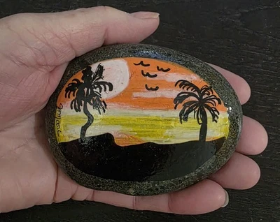  Hand Painted Kindness original Rock  beach paper weight Painting Art Gift    - Image 1 of 3