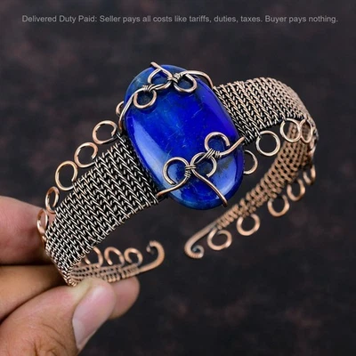 Bracelete Cyber Monday Deal fogo azul labradorita fio envolto bracelete cobre - Imagem 1 de 4