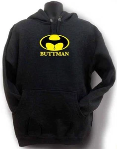 NW MEN'S PRINTED "BUTTMAN" FUNNY HIPSTER FLEECE PULLOVER HOODIE - Picture 1 of 4